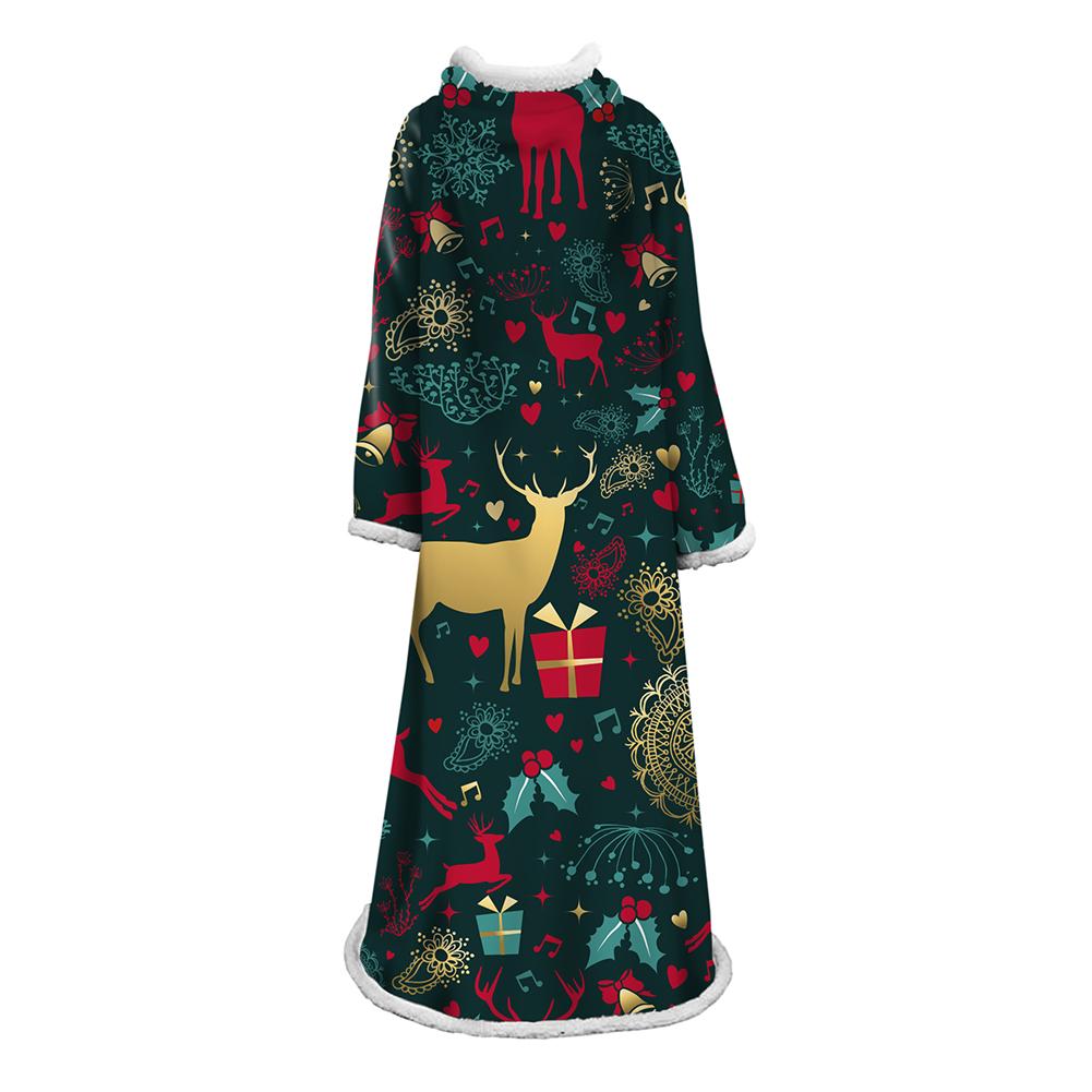3D Digital Printed Blanket With Sleeves-Christmas Series Blanket Robe