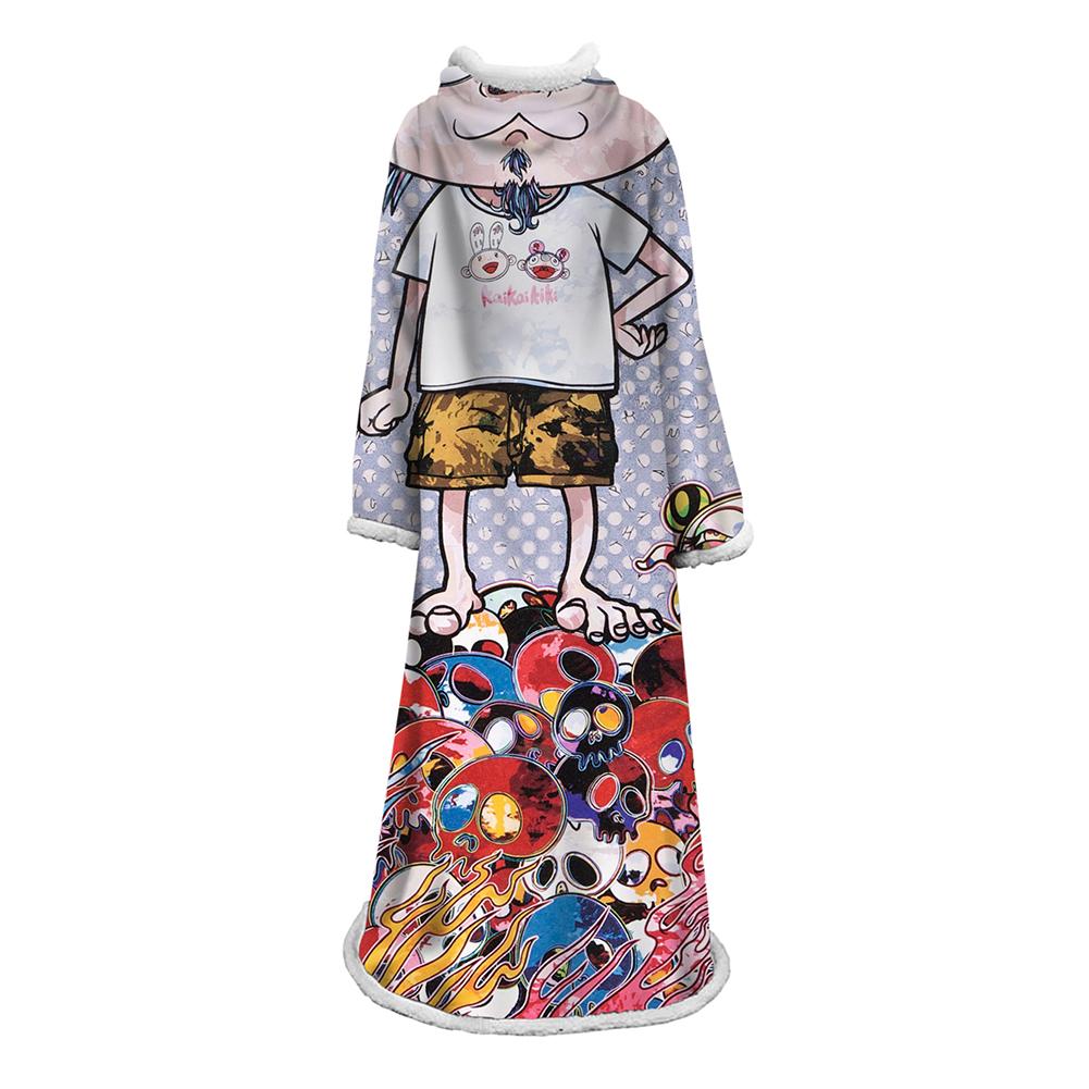 3D Digital Flower Printed Blanket With Sleeves-Cute Cartoon Blanket Robe