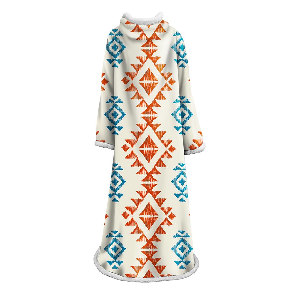 3D Digital Printed Blanket With Sleeves-Geometric Designs Blanket Robe