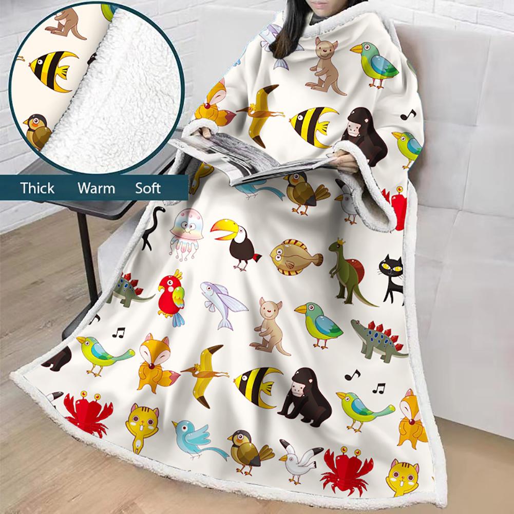 3D Digital Printed Cartoon Blanket With Sleeves-Cute Blanket Robe
