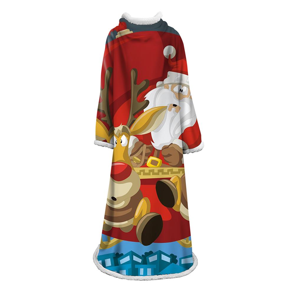 3D Digital Printed Blanket With Sleeves-Christmas Series Blanket Robe