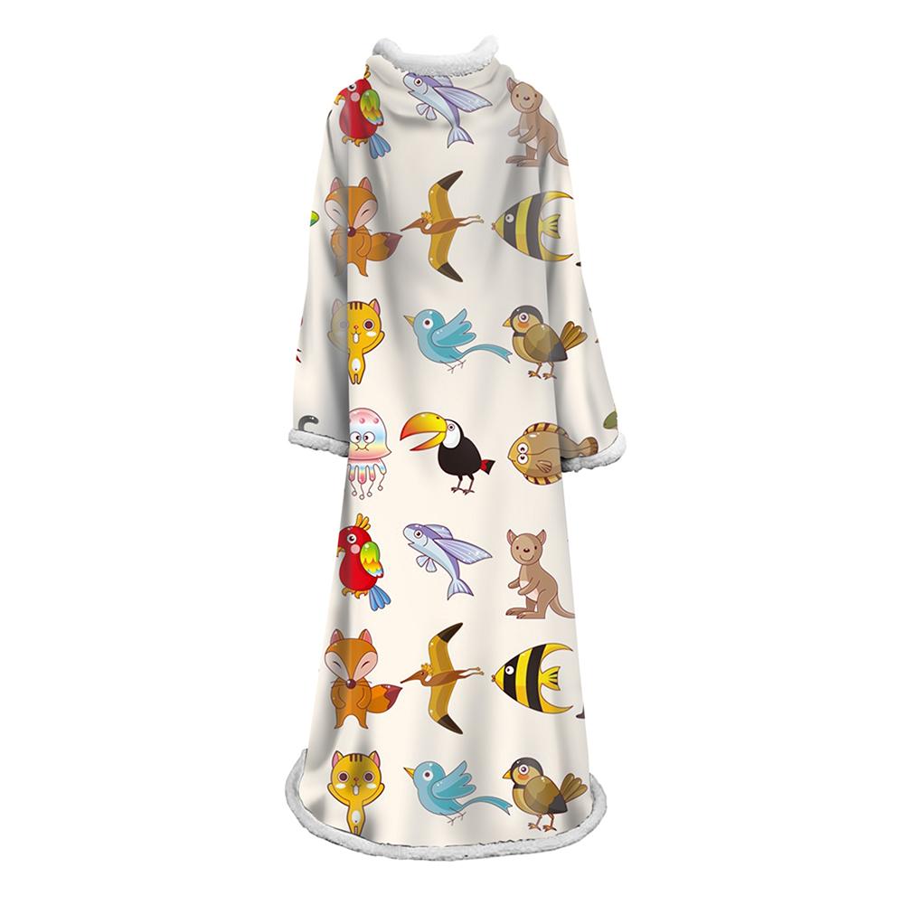 3D Digital Printed Cartoon Blanket With Sleeves-Cute Blanket Robe