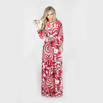 Christmas Dresses - Long Sleeves Red-rose Dress