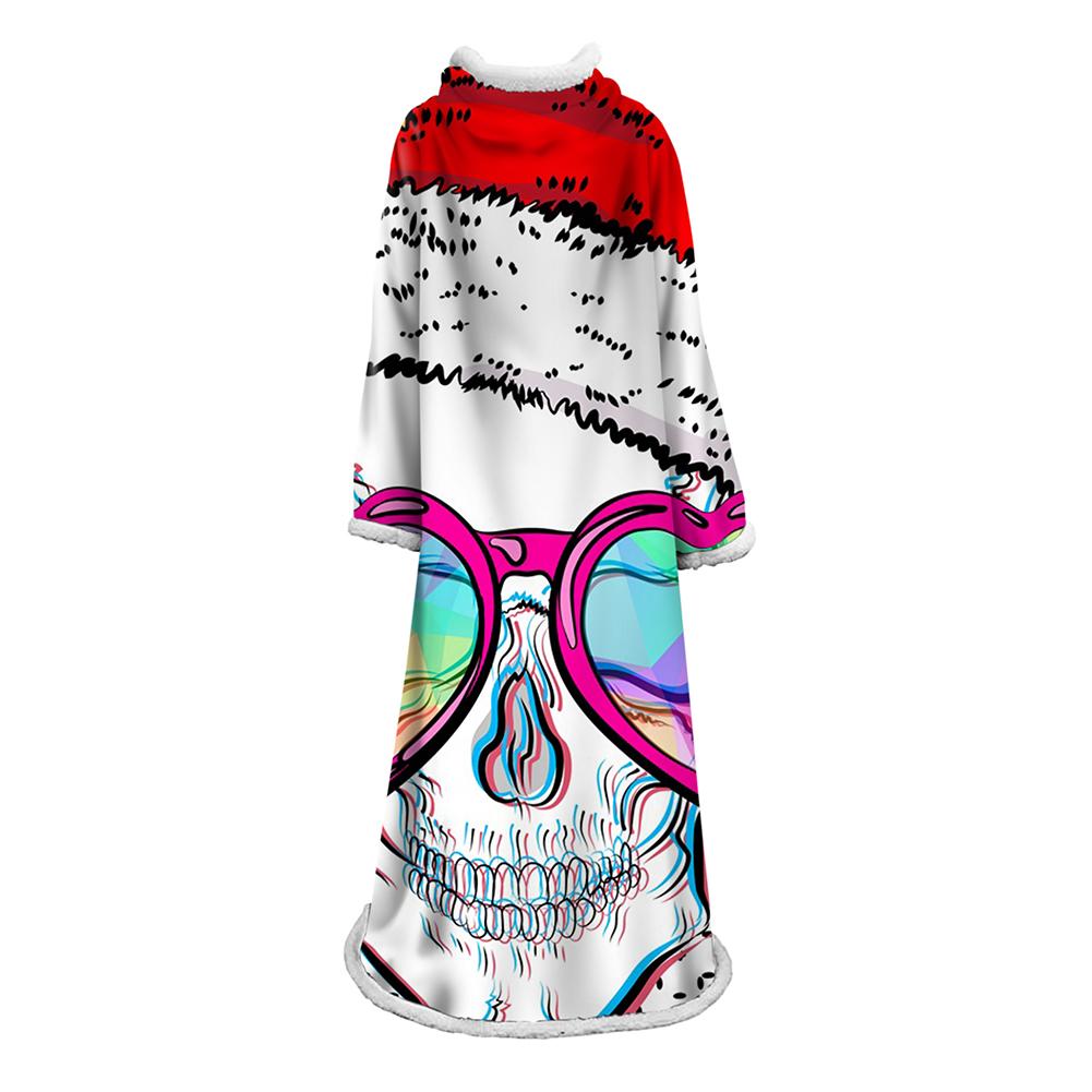 3D Digital Printed Skull Blanket With Sleeves-Horror Blanket Robe
