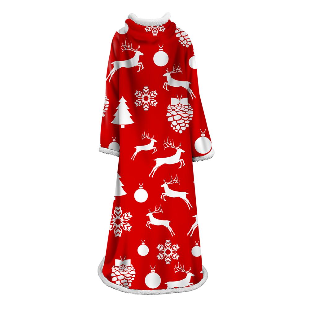 3D Digital Printed Blanket With Sleeves-Christmas Series Blanket Robe