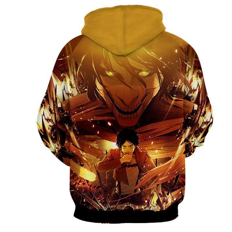 Attack On Titan Eren Orange 3D Printed Hoodie