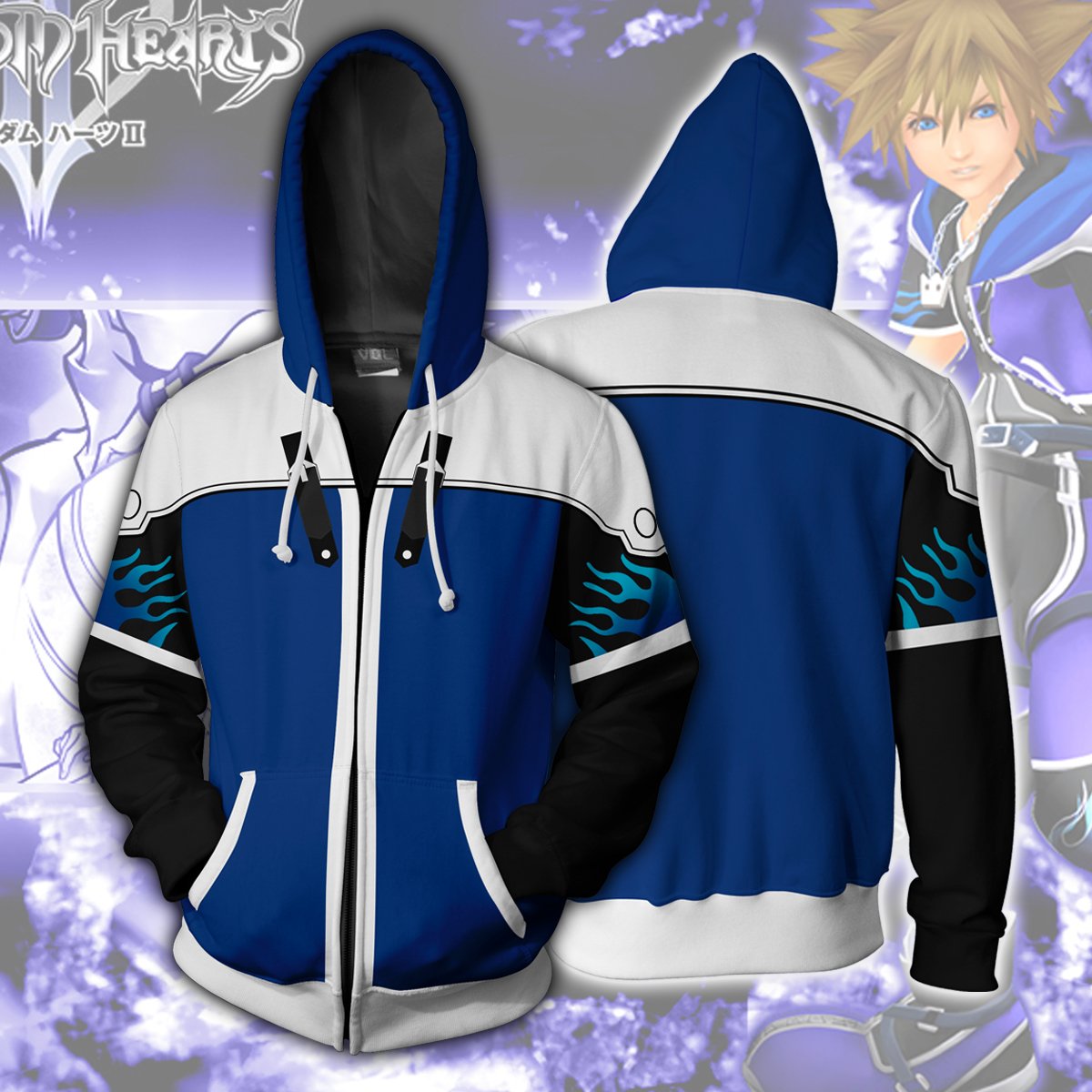 Kingdom Hearts Sora Hoodies - Zip Up Sora Wisdom Form Hoodie