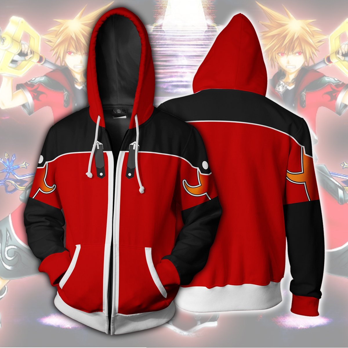 Kingdom Hearts Sora Hoodies - Zip Up Sora Valor Form Hoodie
