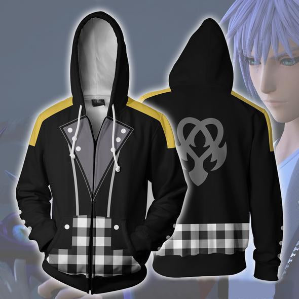 Kingdom Hearts Riku Keyblade Hoodies - Zip Up Black-yellow Hoodie
