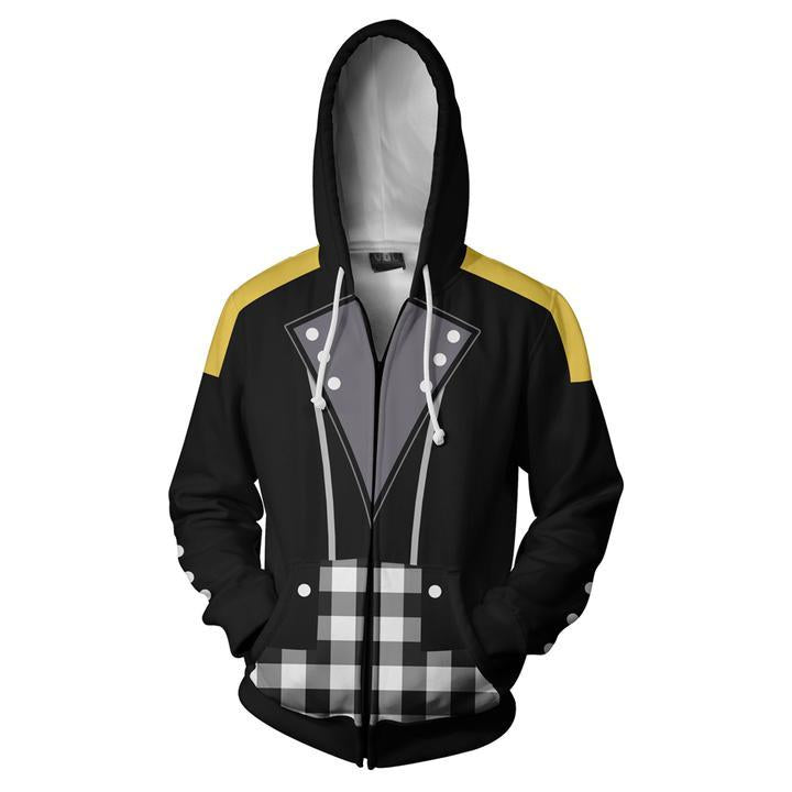 Kingdom Hearts Riku Keyblade Hoodies - Zip Up Black-yellow Hoodie
