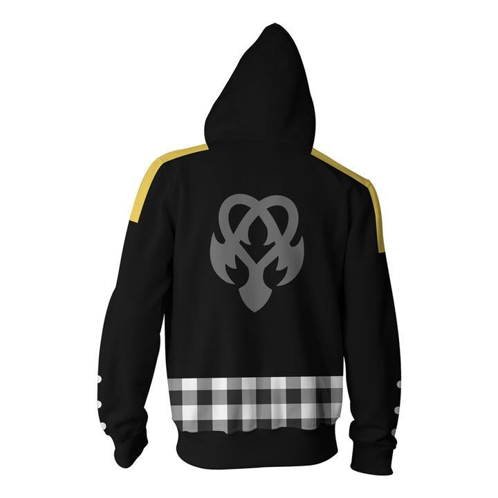 Kingdom Hearts Riku Keyblade Hoodies - Zip Up Black-yellow Hoodie