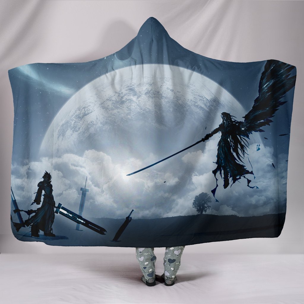 Final Fantasy Hooded Blanket - Cloud Vs Sephiroth Blue Blanket