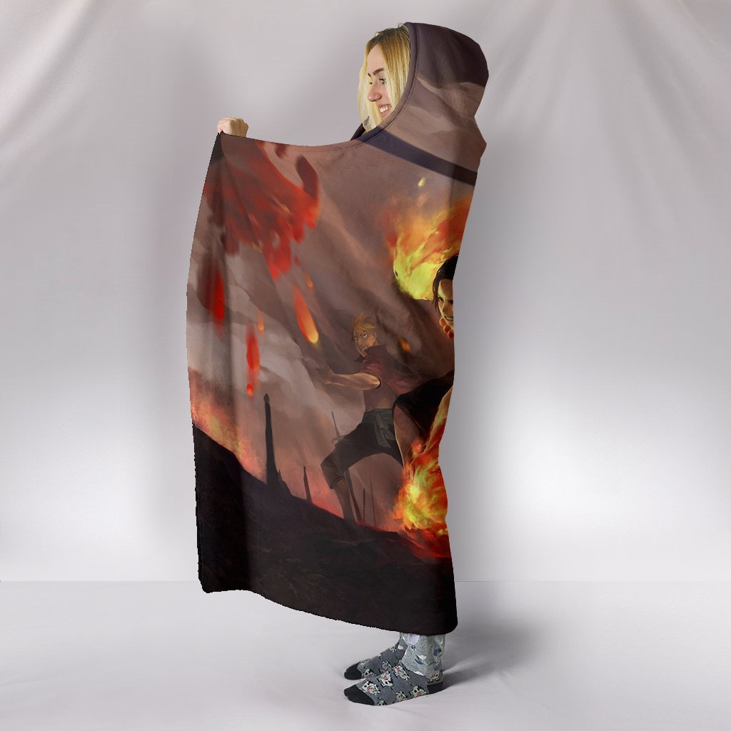 One Piece Hooded Blanke - Ace And Luffy Grey Blanke