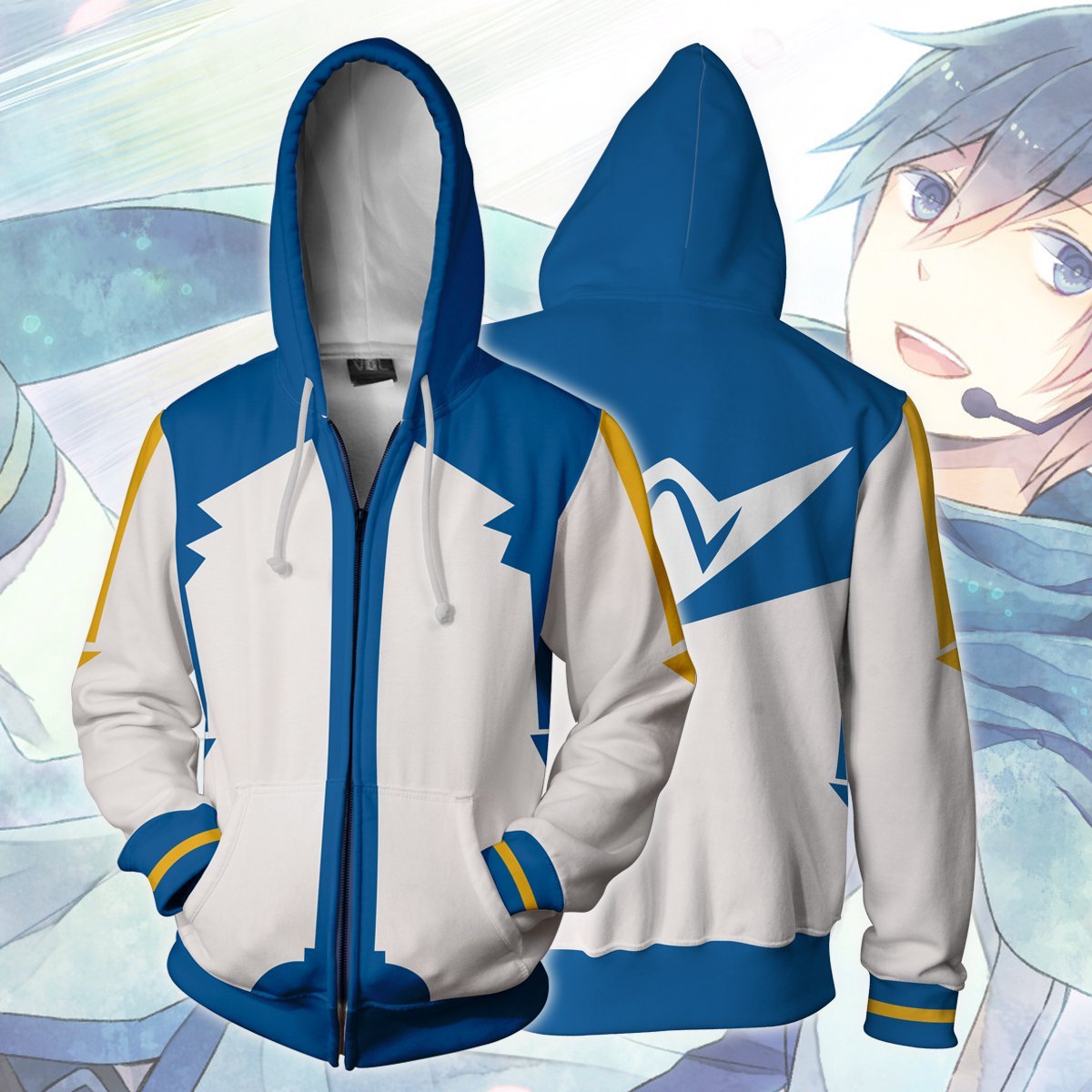 Vocaloid Kaito Hoodies - Zip Up Blue Hoodie
