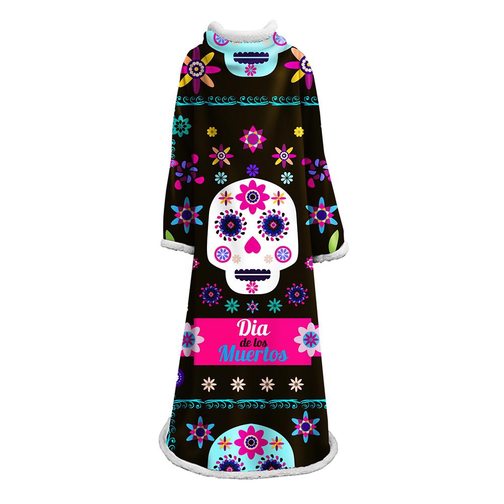 3D Digital Printed Blanket With Sleeves-Horror Cat Blanket Robe