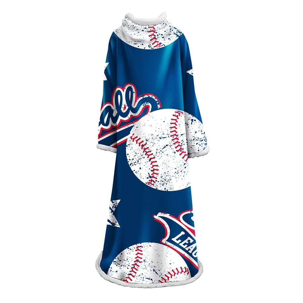 3D Digital Printed Blanket With Sleeves-Baseball Blanket Robe