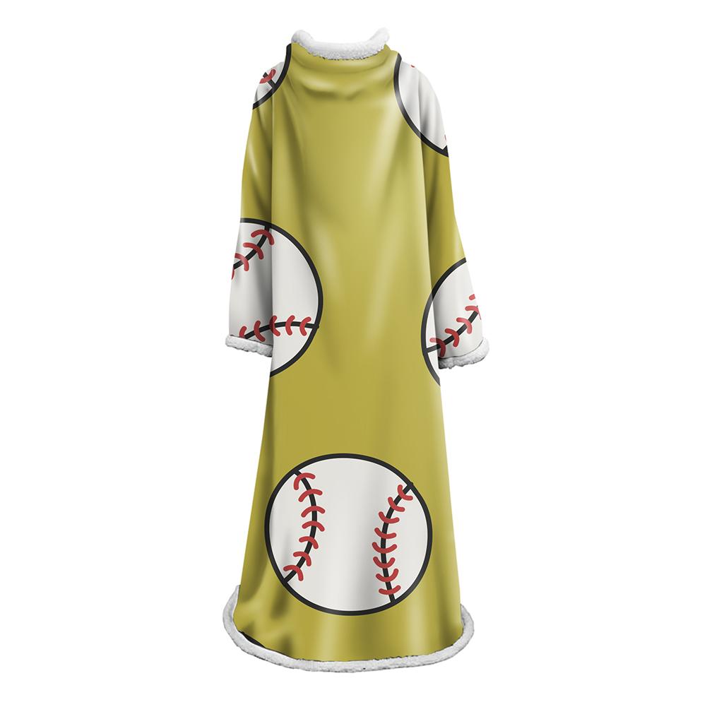 3D Digital Printed Blanket With Sleeves-Baseball Blanket Robe