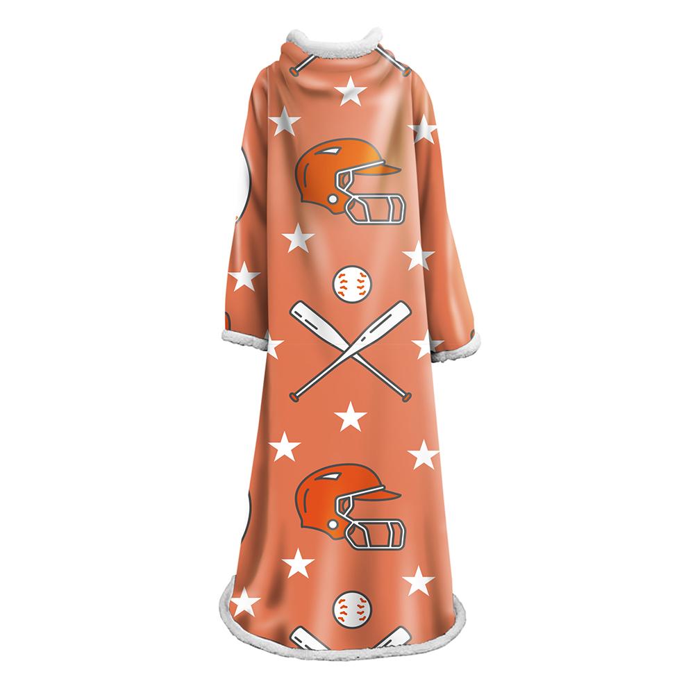3D Digital Printed Blanket With Sleeves-Baseball Blanket Robe