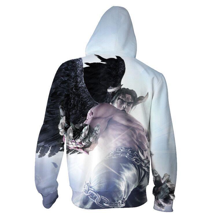 Tekken 6 Devil Jin Hoodies - Zip-Front Long Sleeve 3D Painted Hoodie