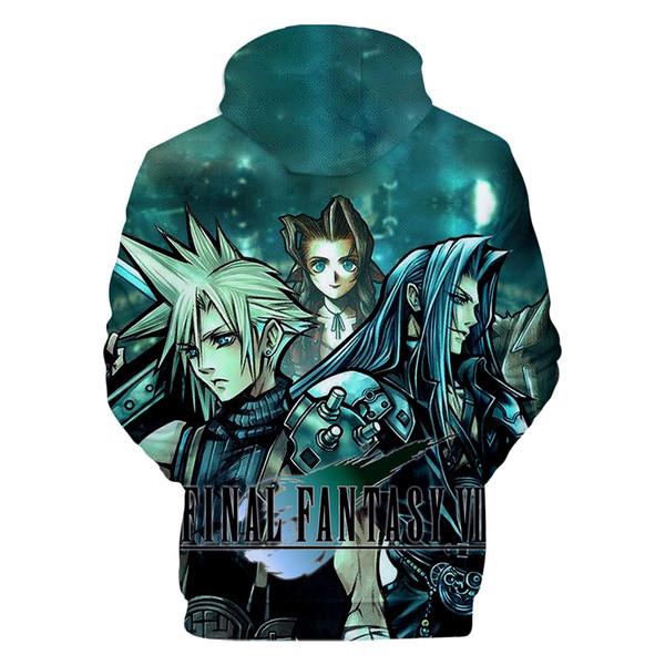 Final Fantasy VII Green 3D Printed Main Figures Hoodies