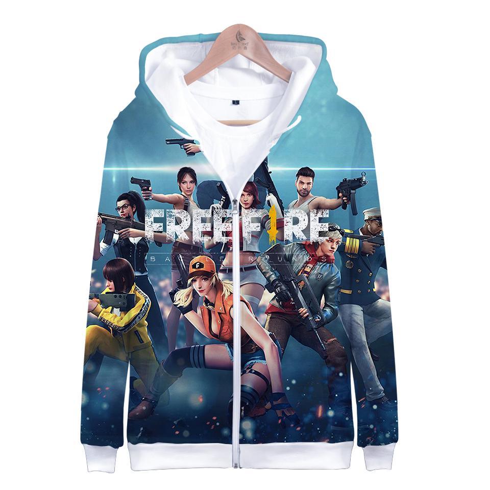 Game Free Fire 3D Zipper Hoodie - Funny Long Sleeve Sweatshirt