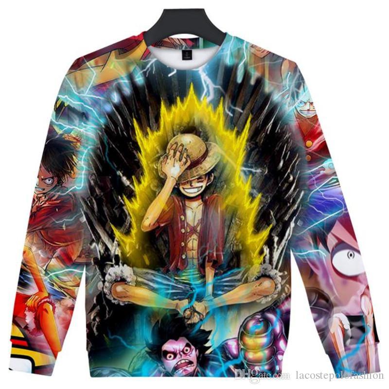 One Piece Cartoon Luffy 3D Print Sweatshirts - Loose Casual Long Sleeve Pullover