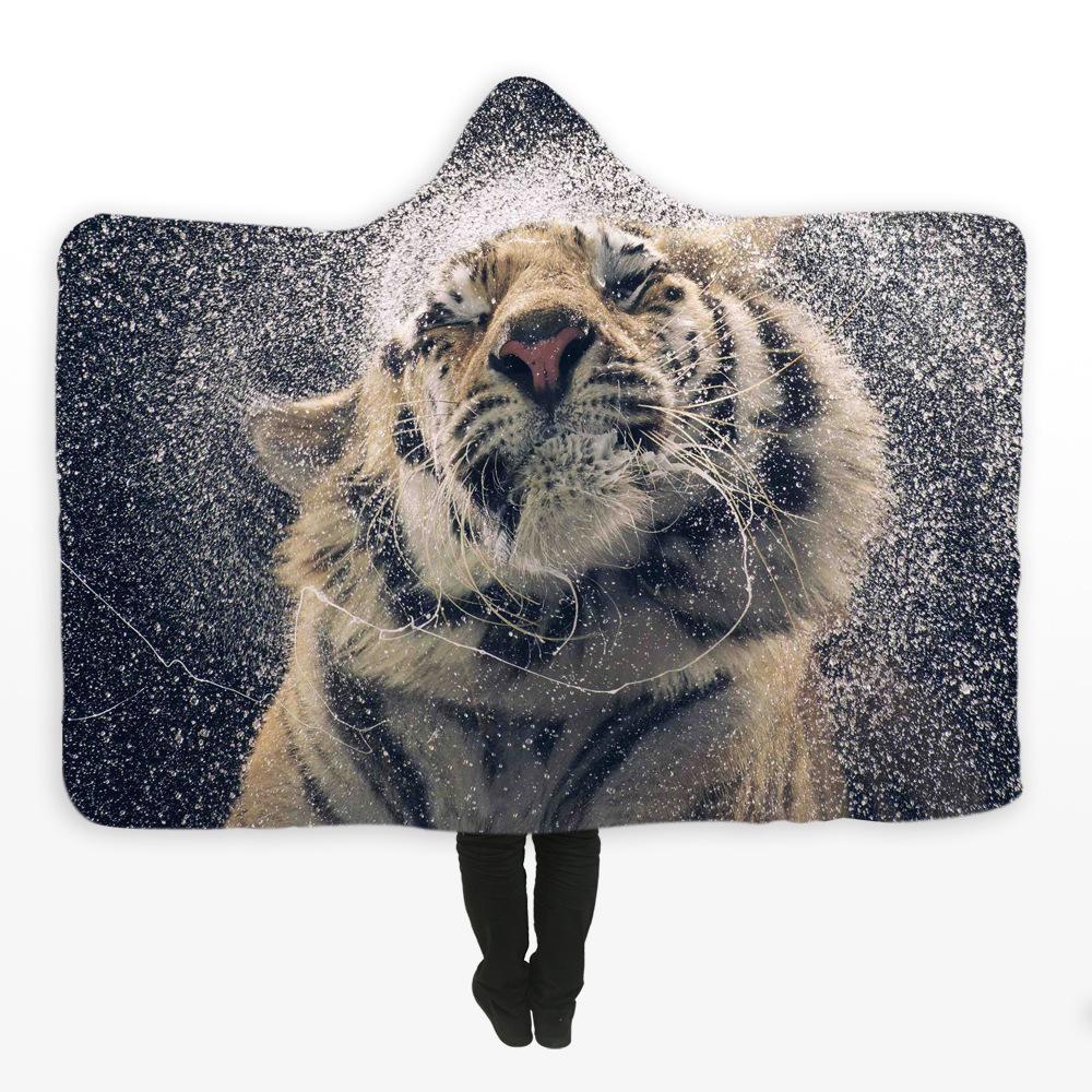 Animal Hooded Blankets - Animal Series Naughty Tiger Super Cool Fleece Hooded Blanket
