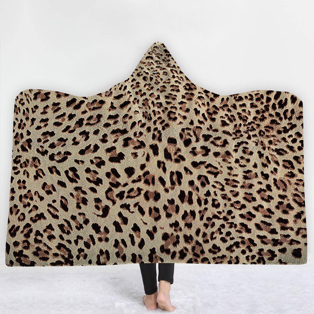 Animal Hooded Blankets - Animal Series Leopard Pattern Icon Yellow Fleece Hooded Blanket