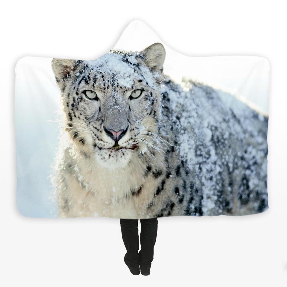 Animal Hooded Blankets - Animal Series Ice Tiger Super Cool Fleece Hooded Blanket