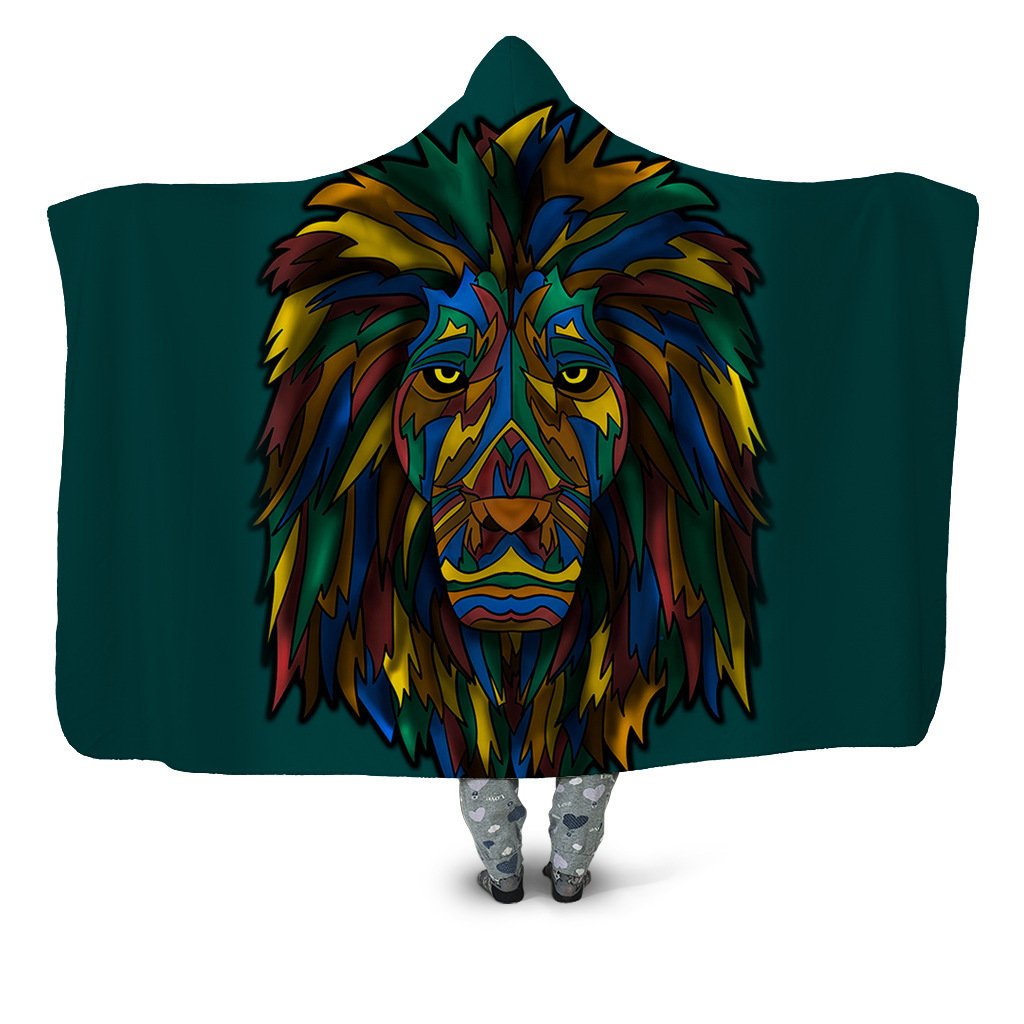 Animal Hooded Blankets - Animal Series Colorful Lion Fleece Hooded Blanket