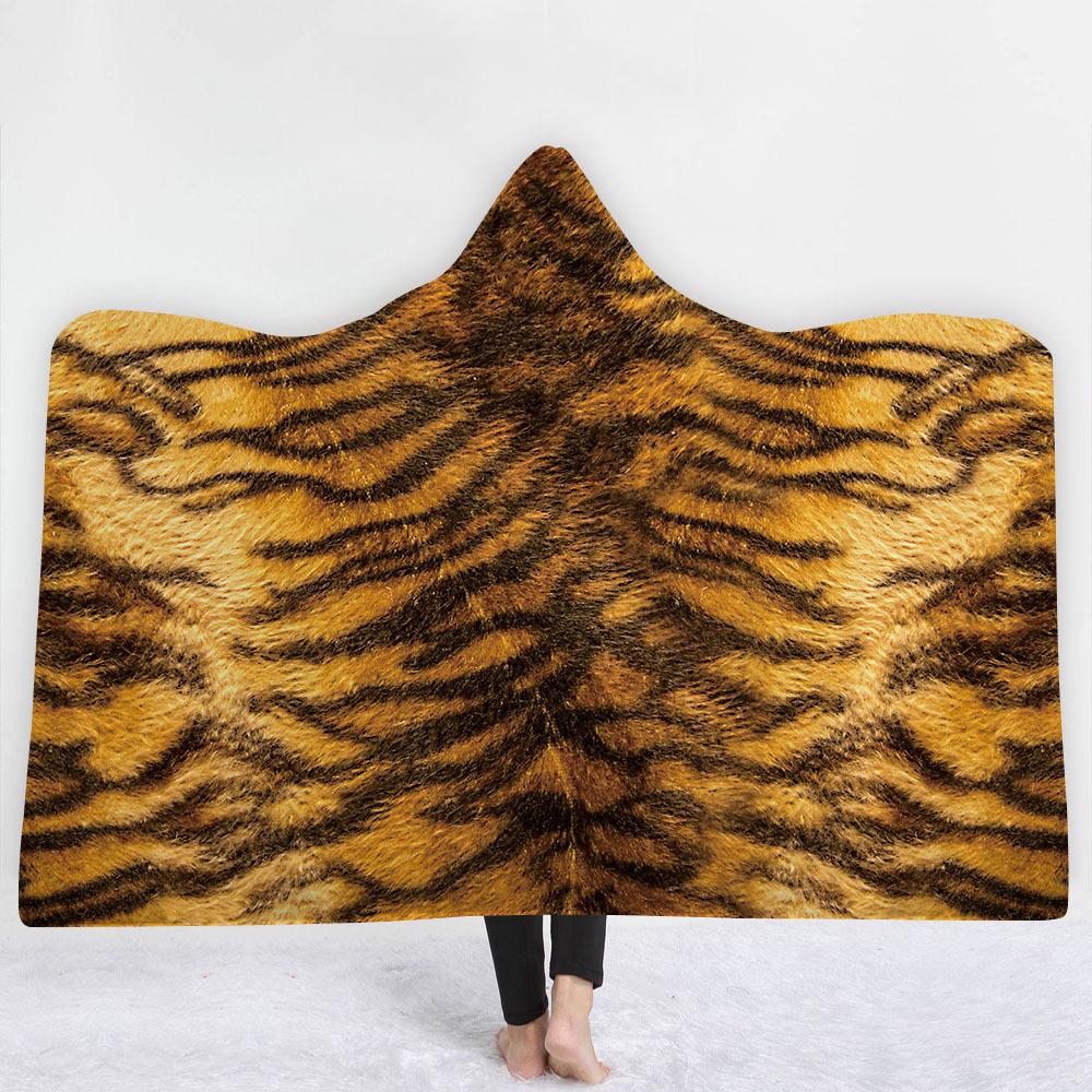 Animal Hooded Blankets - Animal Series Tiger Skin Stripe Fleece Hooded Blanket