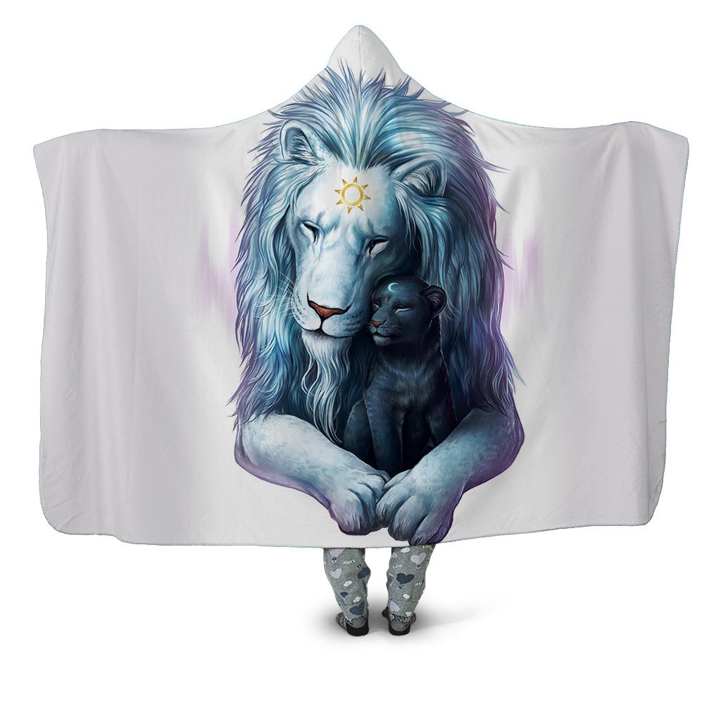 Animal Hooded Blankets - Animal Series Lion White Fleece Hooded Blanket