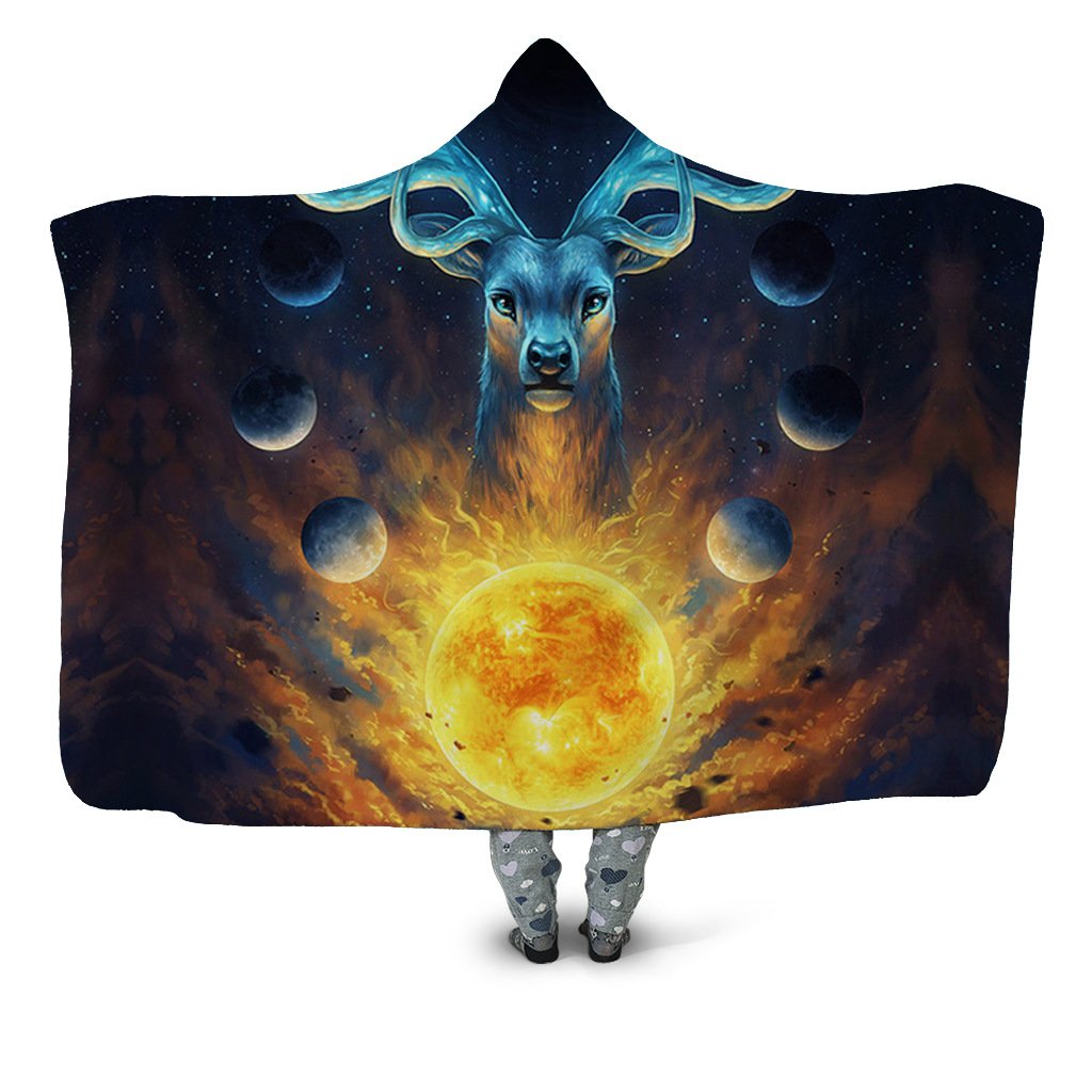 Animal Hooded Blankets - Animal Series Deer Galaxy Fleece Hooded Blanket