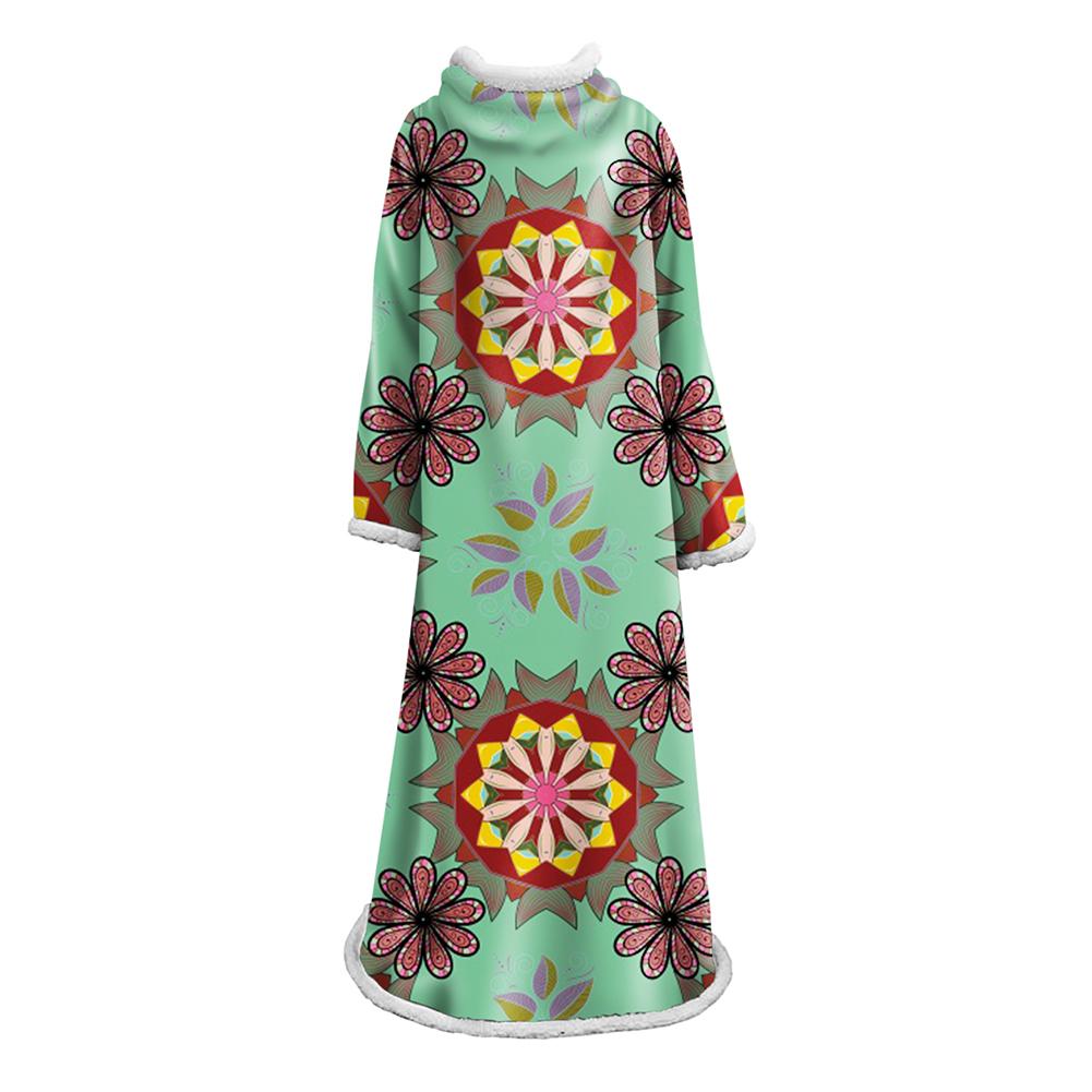 3D Digital Printed Blanket With Sleeves-Geometric Designs Blanket Robe
