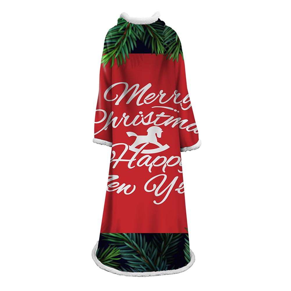 3D Digital Printed Blanket With Sleeves-Christmas Series Blanket Robe