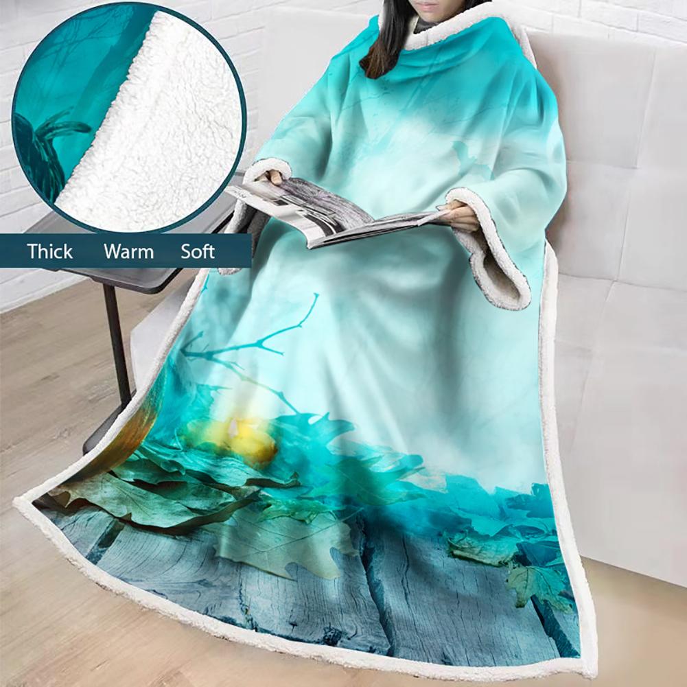 3D Digital Printed Blanket With Sleeves-Blanket Robe Halloween Party