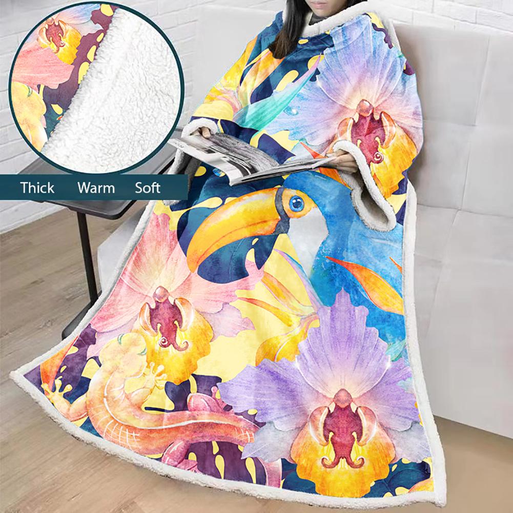 Flamingo Blanket With Sleeves-3D Digital Printed Blanket Robe