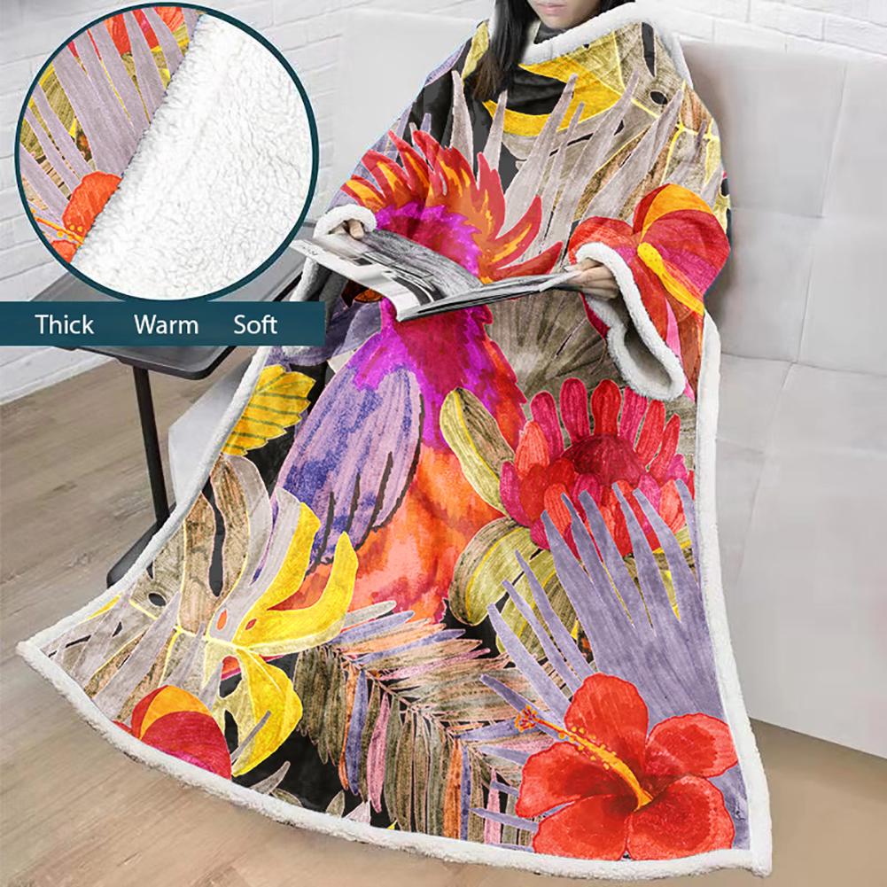 Flamingo Blanket With Sleeves-3D Digital Printed Blanket Robe