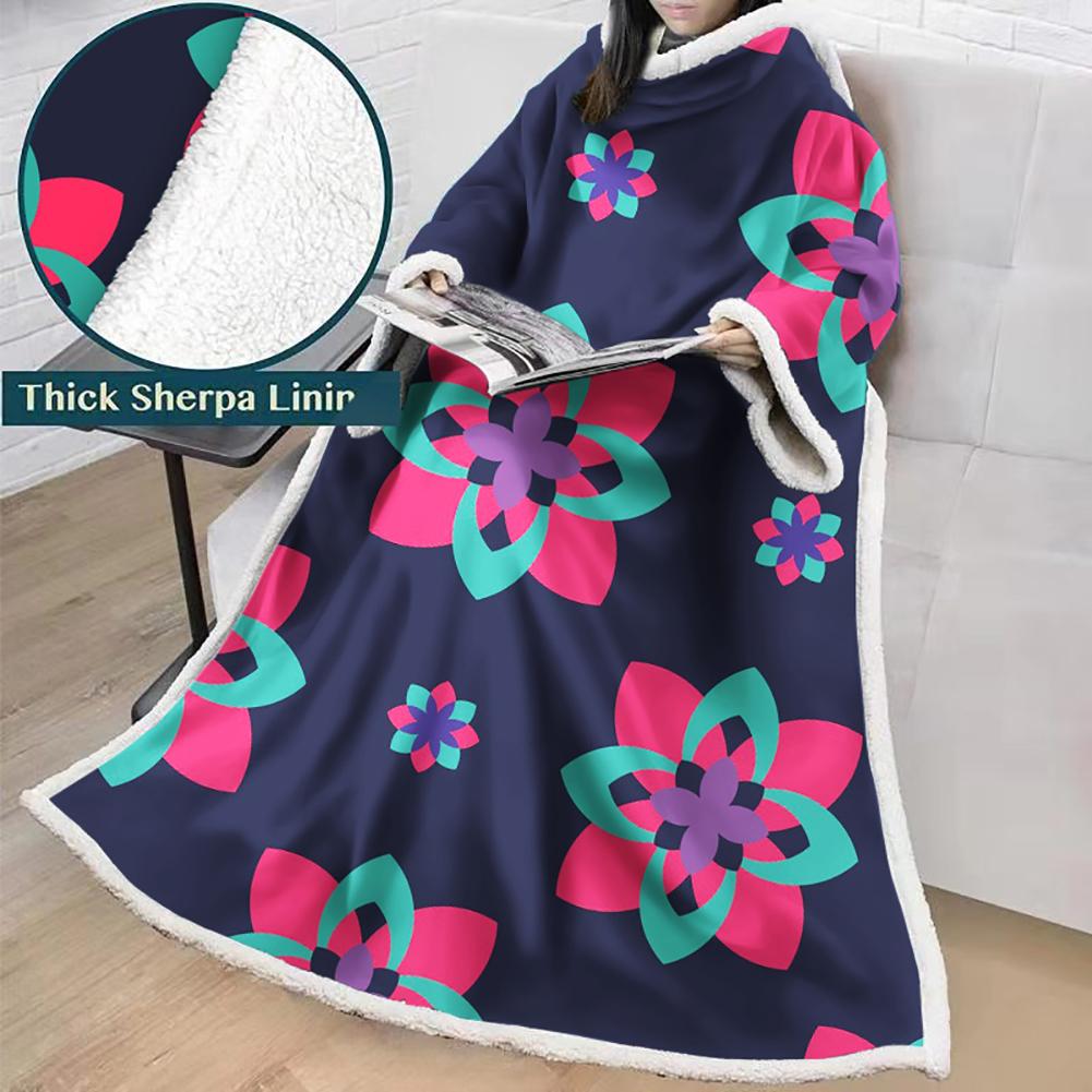 3D Digital Printed Blanket With Sleeves-Geometric Designs Blanket Robe