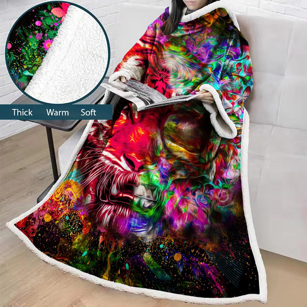3D Digital Fashion Printed Blanket With Sleeves-Graffiti Blanket Robe