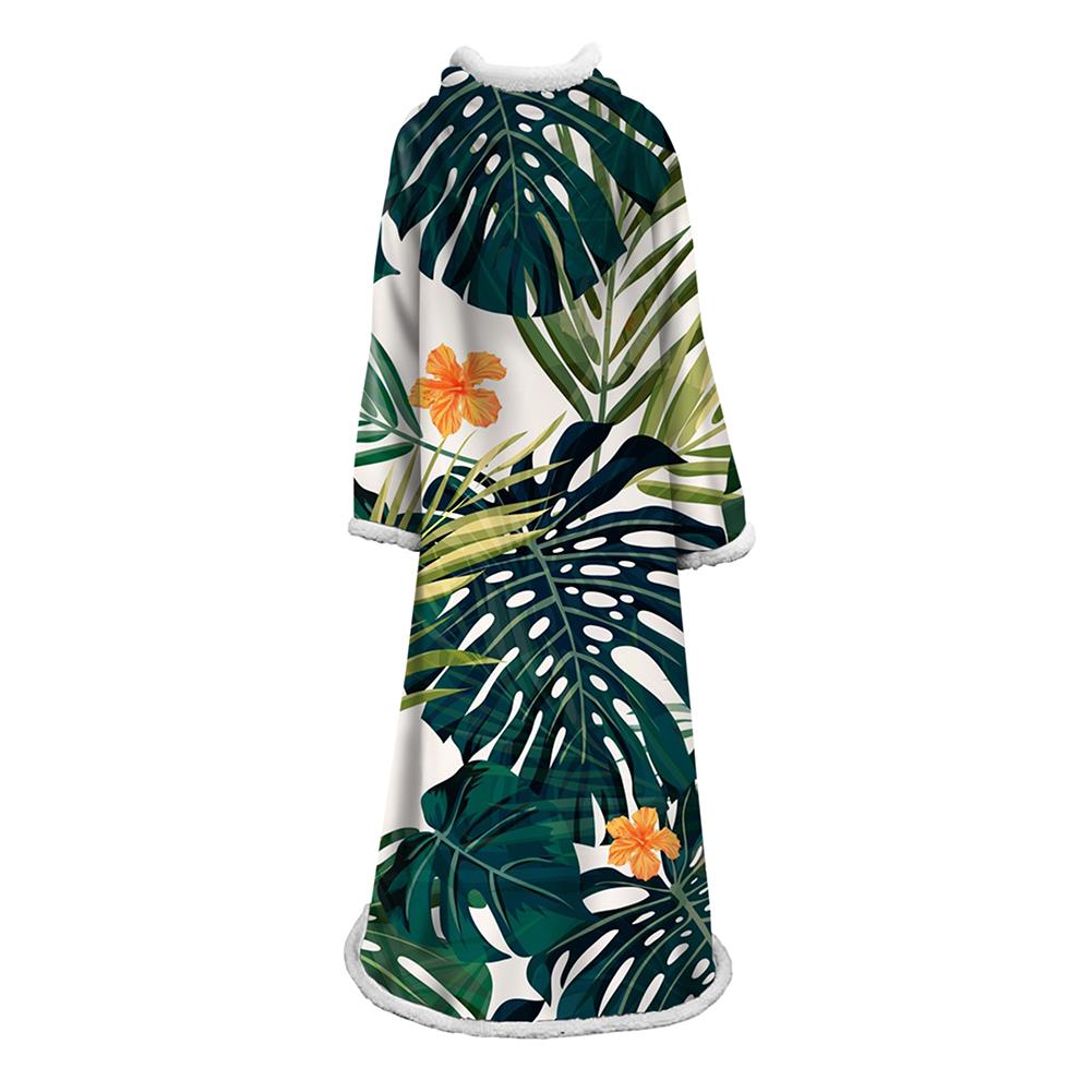 3D Digital Printed Plants Blanket With Sleeves-Leaves Blanket Robe