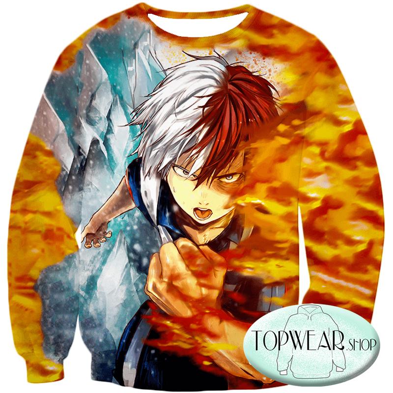 My Hero Academia Hoodies -  Shoto Todoroki Awesome Half Cold Half Hot Pullover Hoodie