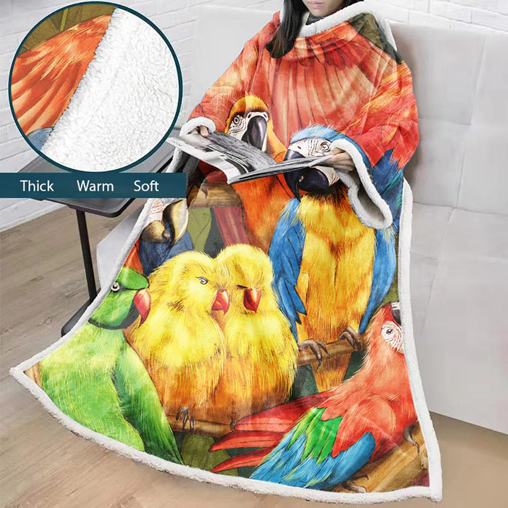 Flamingo Blanket With Sleeves-3D Digital Printed Blanket Robe