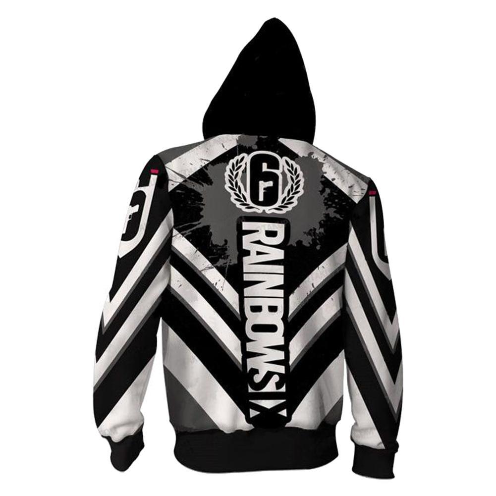 Unisex Rainbow Six Hoodies Black Six Zip Up 3D Print Jacket