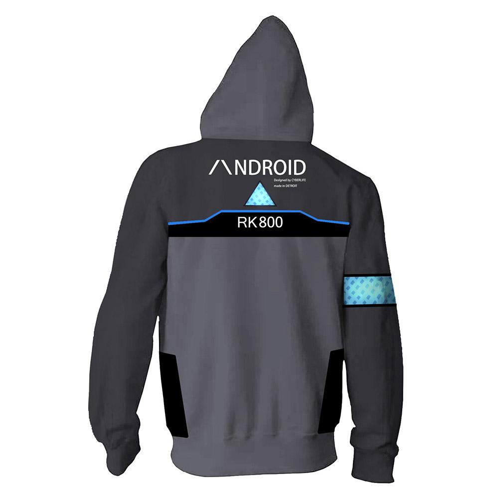 Unisex Connor Hoodies Detroit Become Human Zip Up 3D Print Jacket