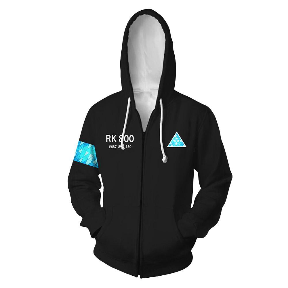 Unisex Connor Hoodies Detroit Become Human Zip Up 3D Print Jacket