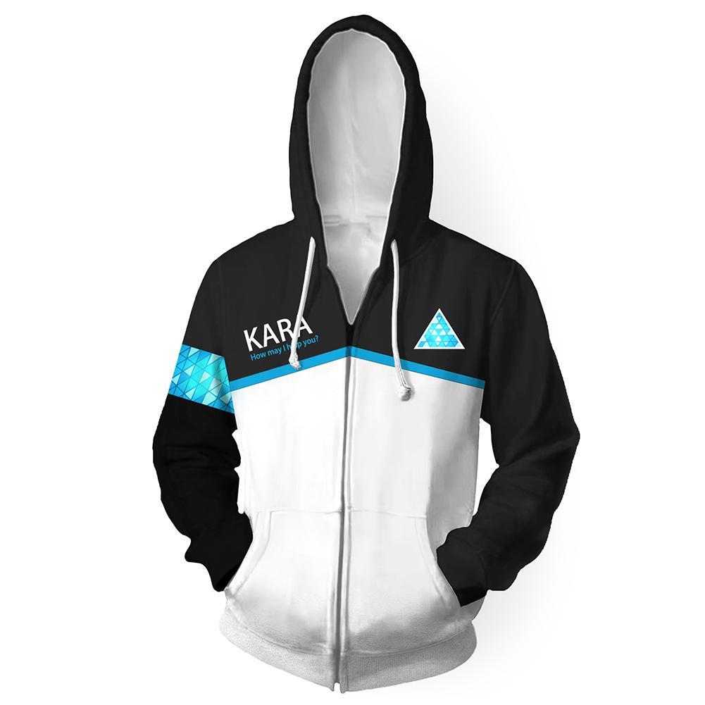 Unisex Kara Hoodies Detroit Become Human Zip Up 3D Print Jacket