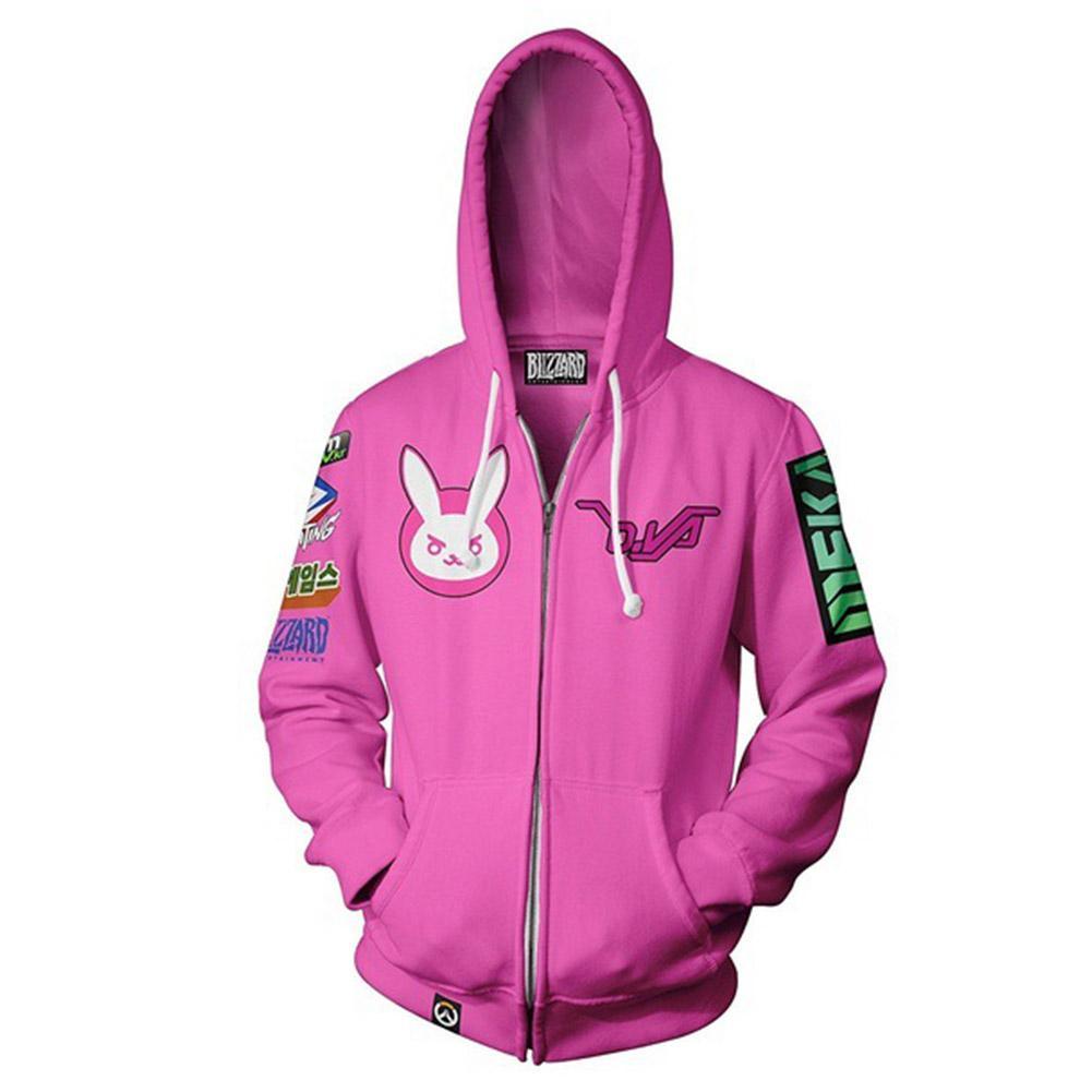 Unisex D.Va Hoodies Overwatch Zip Up 3D Print Jacket Sweatshirt