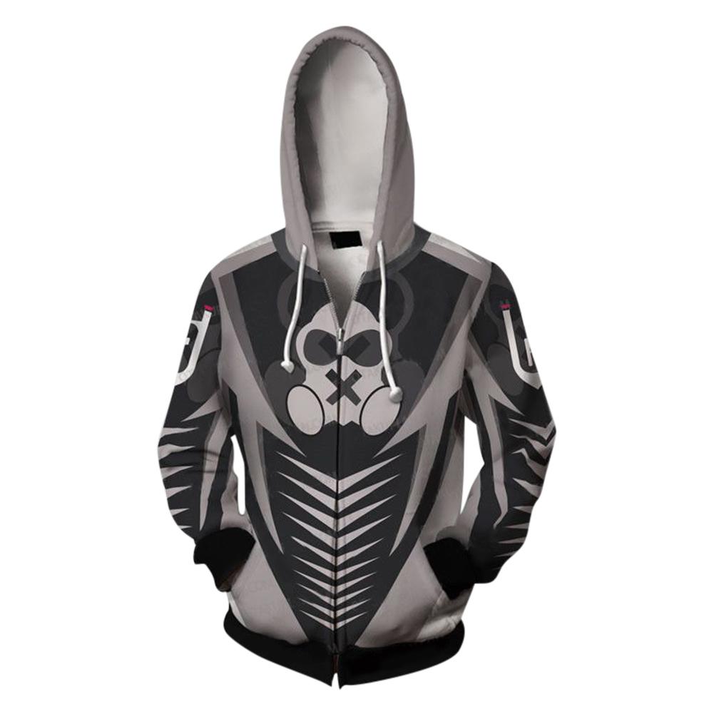 Unisex Mute Hoodies Rainbow Six Siege Zip Up 3D Print Jacket