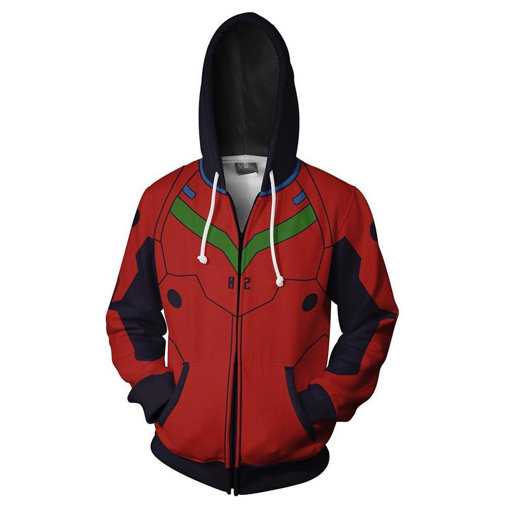 Unisex Asuka Langley Soryu Hoodies EVA Zip Up 3D Print Jacket